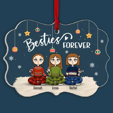 Christmas Besties Forever - Personalized Crystal Ornament - Christmas Gift For Besties