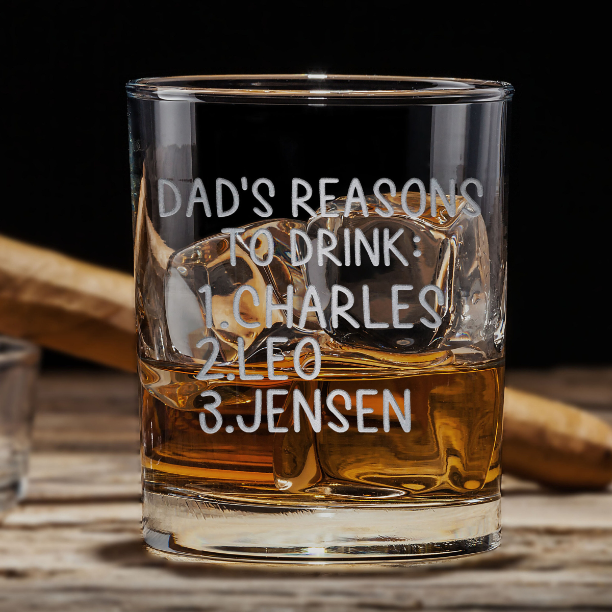 Dad's Reason To Drink - Personalized Wine Glass - Whiskey Glass Gift For Father