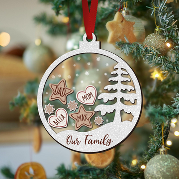 Our Family Keepsake - Personalized 4D Shaker Ornament - Christmas Gift For Family