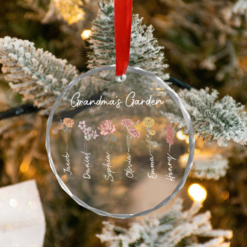 Grandma's Garden - Personalized Crystal Ornament - Christmas Gift For Grandma