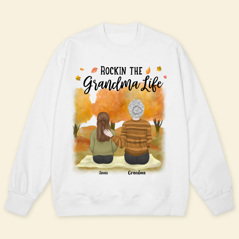 Rocking The Grandparents Life Fall Season - Personalized Sweatshirt - Gift For Grandma, Nana, Fall Season