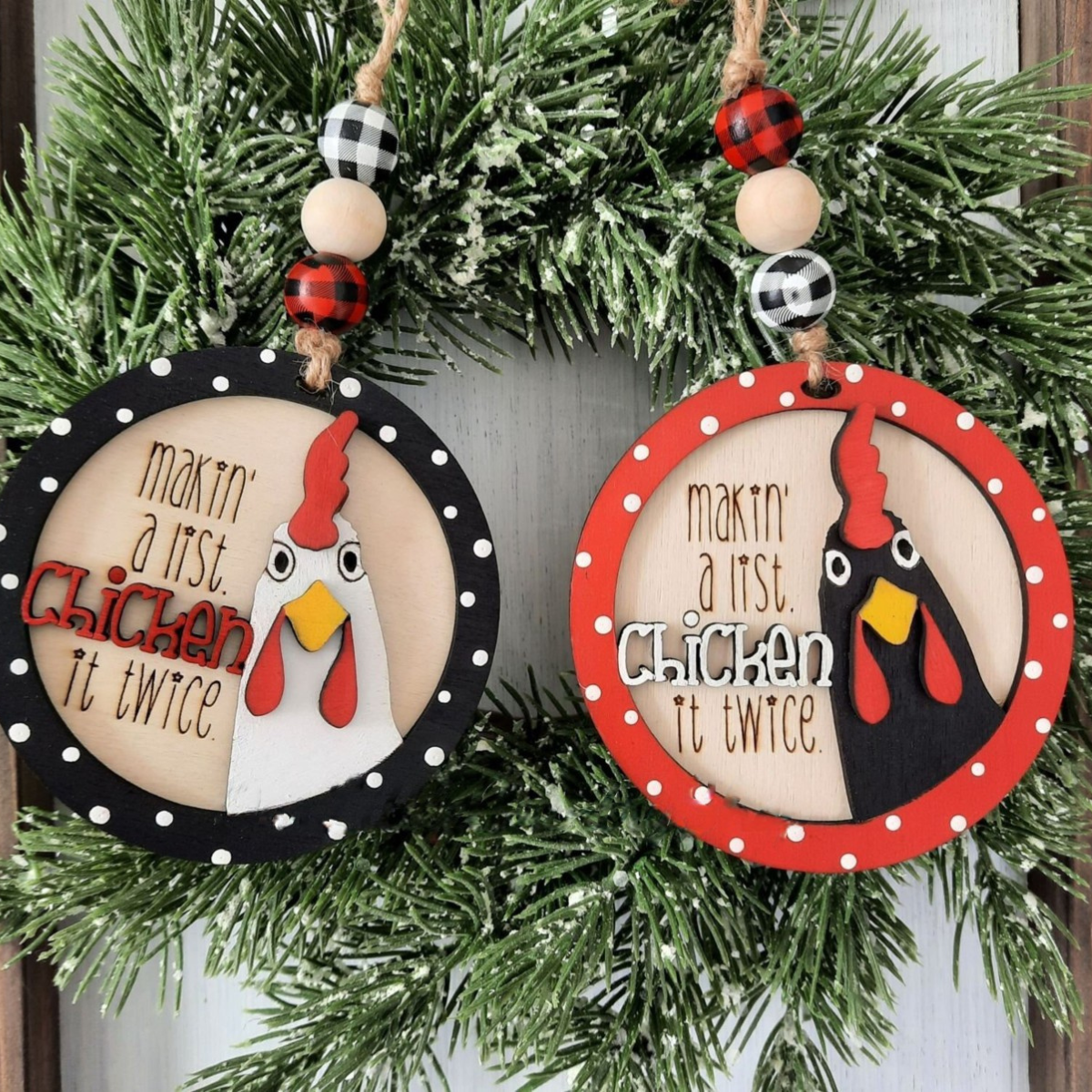 Making A List Chicken It Twice - Personalized Layered Wooden Ornament - Christmas Gift For Family