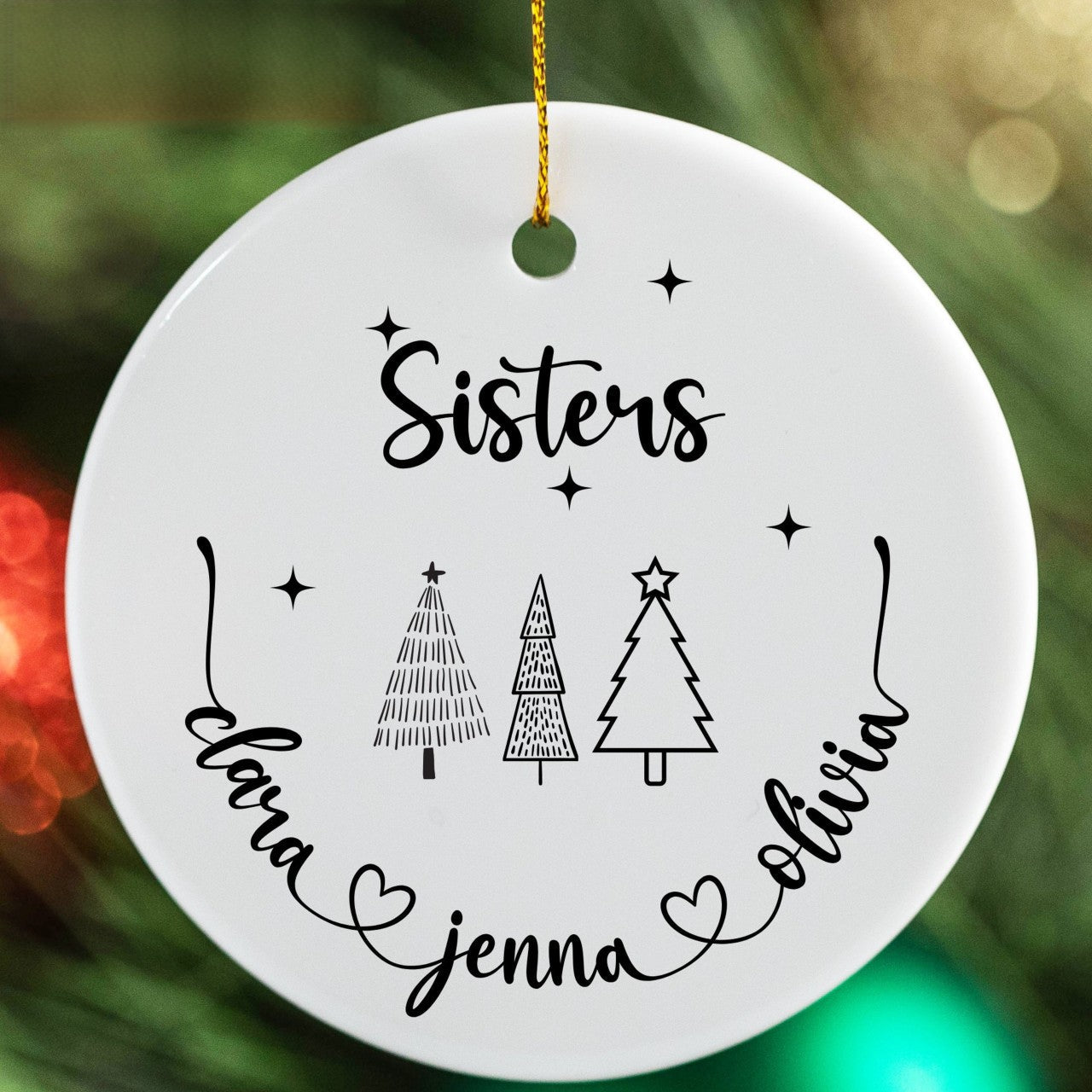 Sisters Christmas Tree - Personalized Ornament - Christmas Gift For Sisters