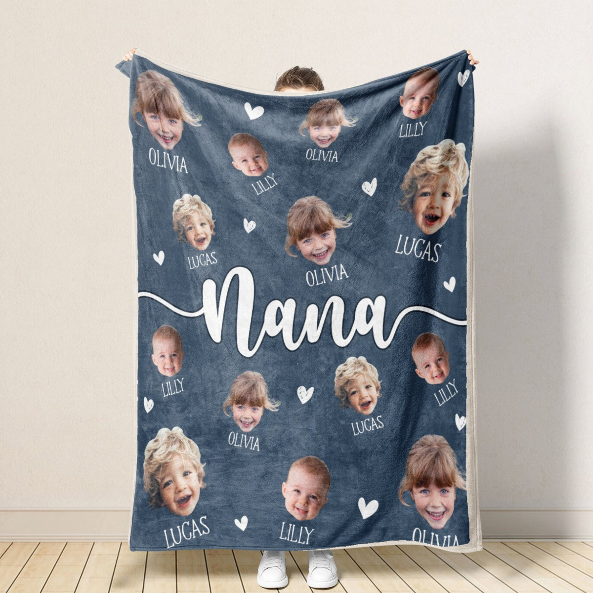 Christmas Gift For Nana, Mother's Day Gift For Grandma, Personalized Baby Photo Blanket For Grandma, Custom Grandma Blanket With Baby Face