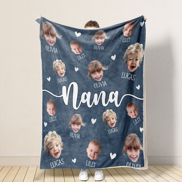 Christmas Gift For Nana, Mother's Day Gift For Grandma, Personalized Baby Photo Blanket For Grandma, Custom Grandma Blanket With Baby Face