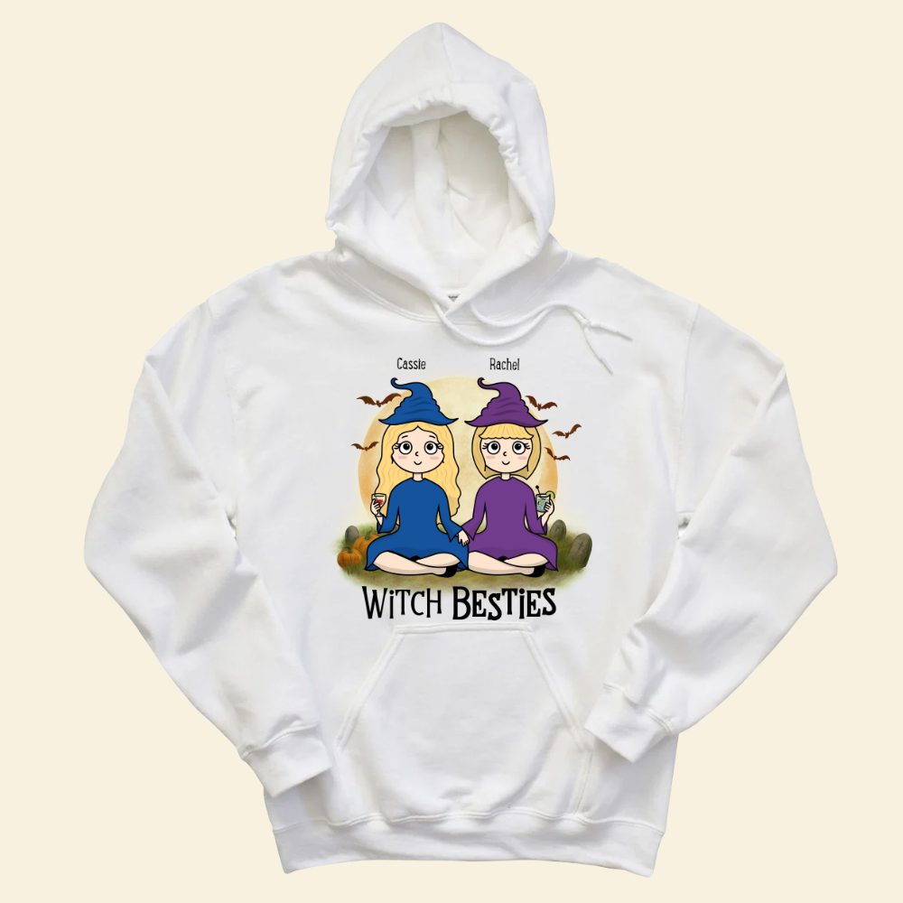 Witch Bestie - Personalized Hoodie - Gift For Bestie, Friends, Halloween Shirt