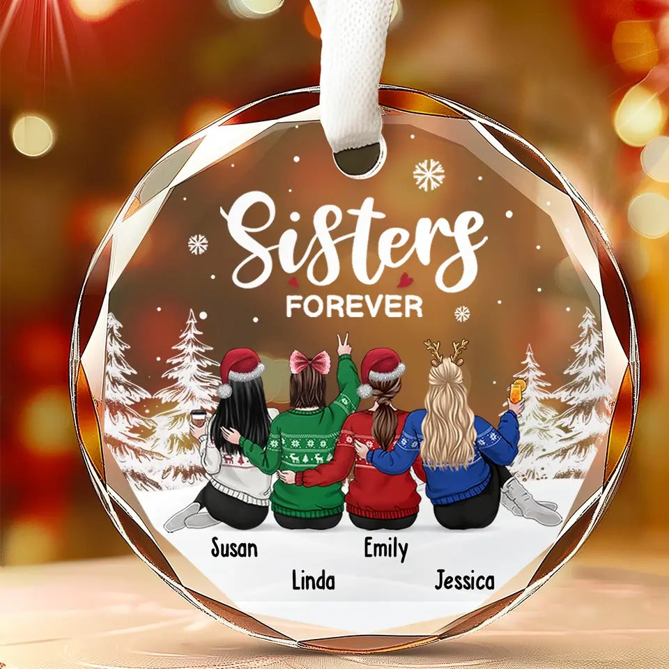 Our Friendship Is Endless - Personalized Crystal Ornament - Christmas Gift For Sisters, Friends, Besties