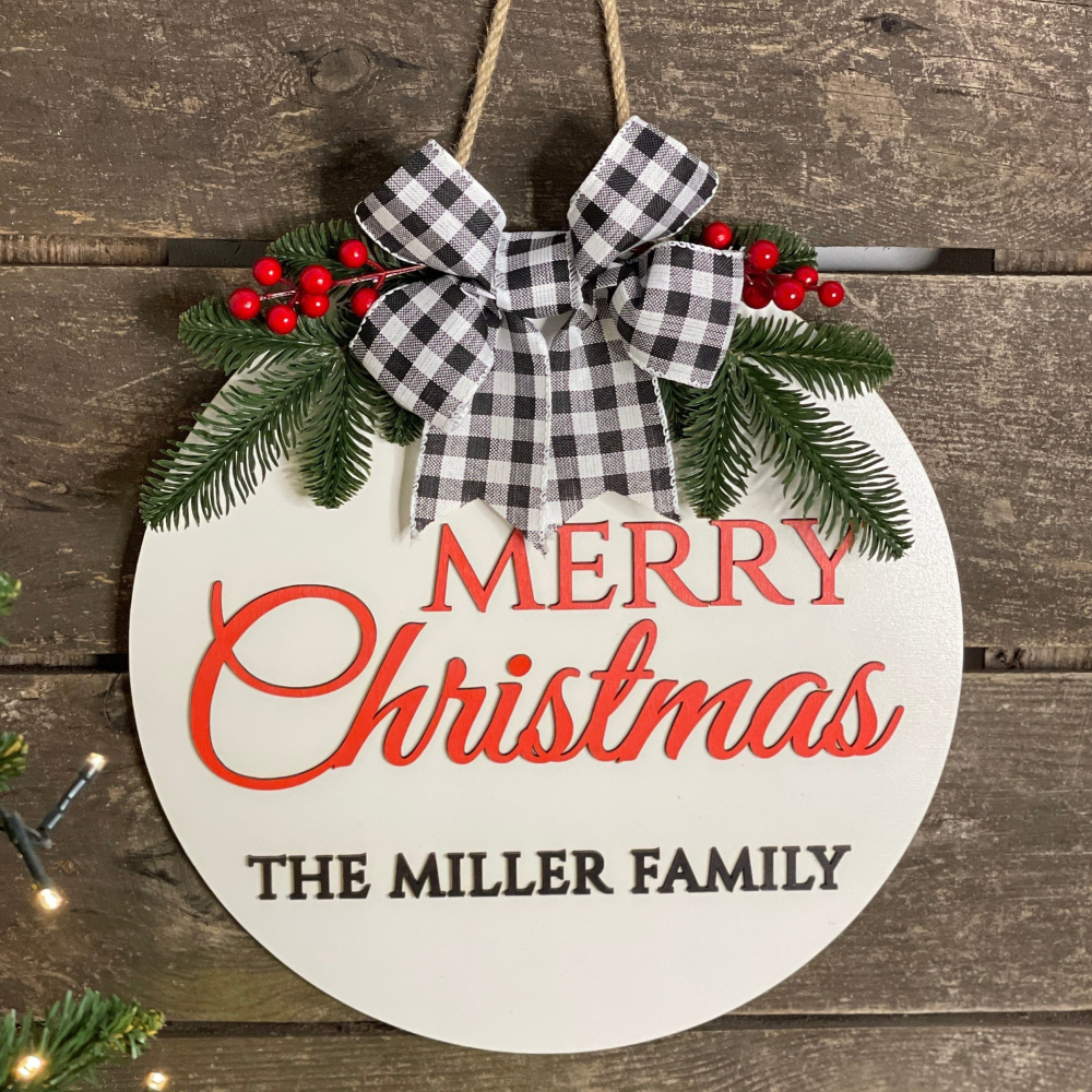 Merry Christmas Custom Family Name - Personalized Wood Sign - Christmas Gift For Family