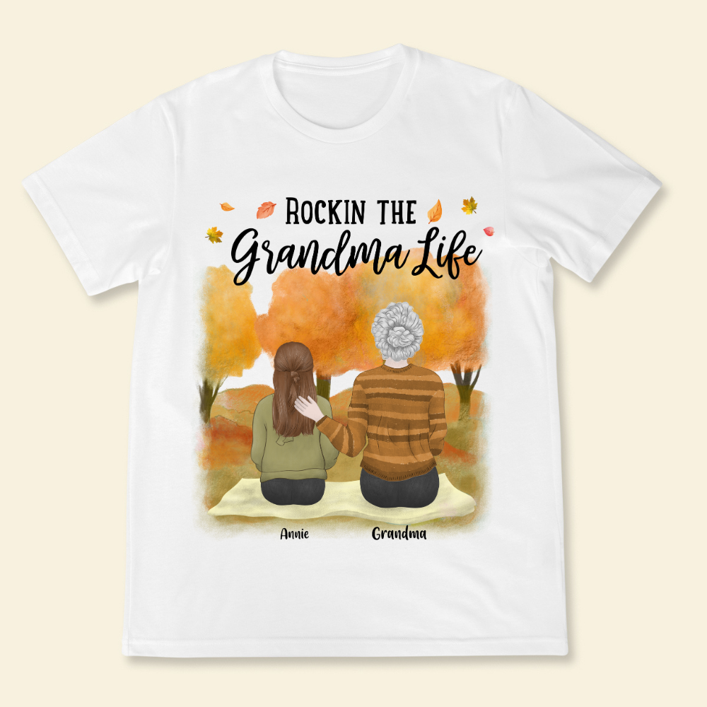 Rocking The Grandparents Life Fall Season - Personalized Shirt - Gift For Grandma, Grandma, Fall Season