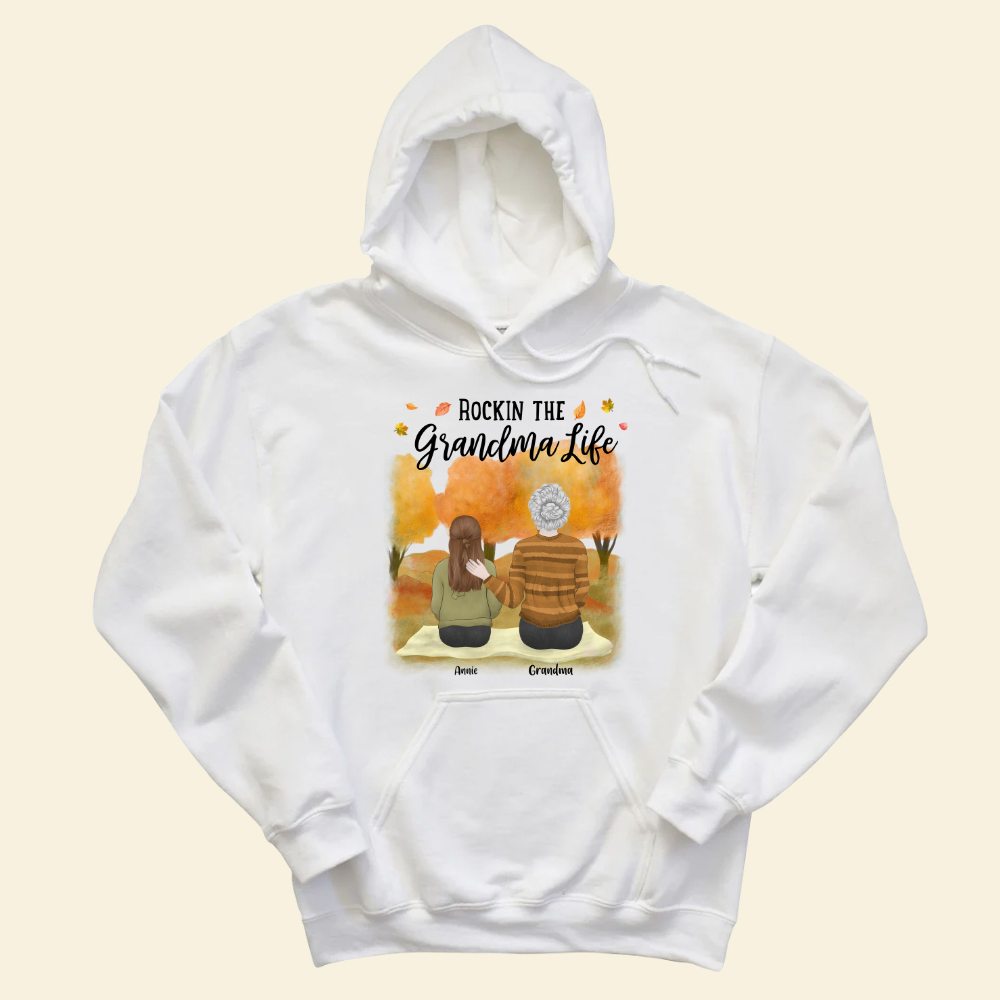 Rocking The Grandparents Life Fall Season - Personalized Hoodie - Gift For Grandma, Nana, Fall Season