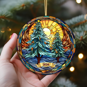 Christmas Tree 2024 - Personalized Suncatcher Stained Glass - Christmas Gift