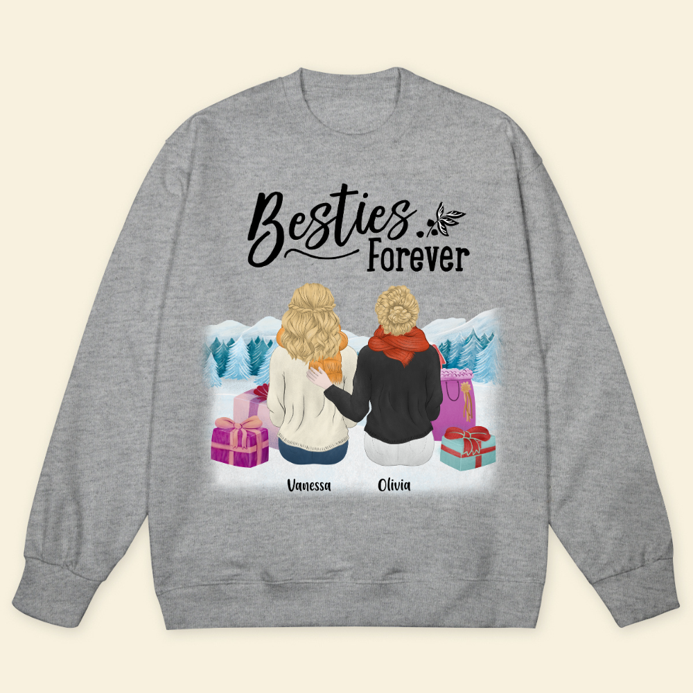 Christmas Besties Forever - Personalized Sweatshirt - Christmas Gift, Seasonal Gift For Bestie, Friends