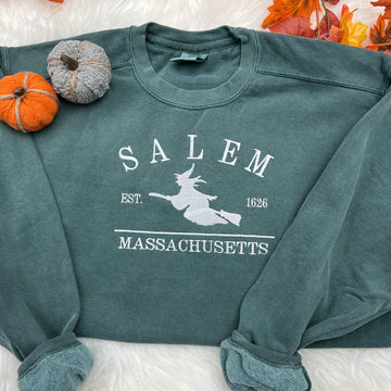 Embroidered Salem Sweatshirt, Salem Massachusetts, Halloween Sweatshirt, Witches Sweatshirt, Witches Brew Sweatshirt, City Sweatshirt