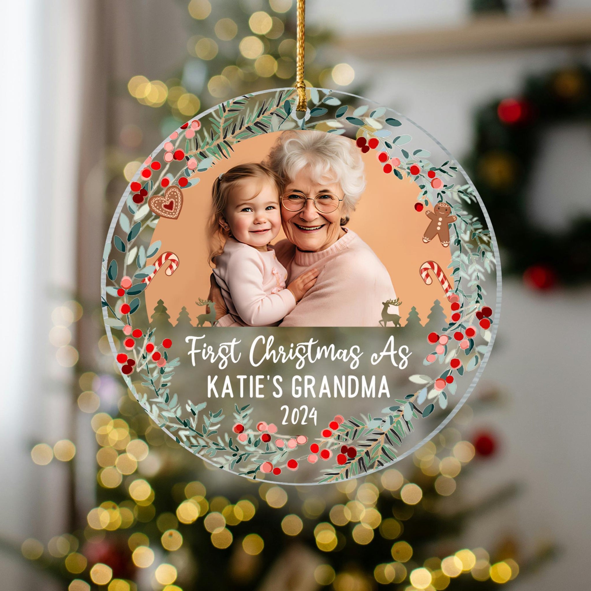 First Christmas As Grandma Grandpa - Personalized Crystal Ornament - Christmas Gift For Family