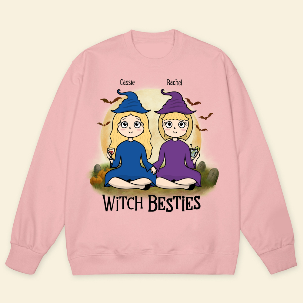 Witch Bestie - Personalized Sweatshirt - Gift For Bestie, Friends, Halloween Shirt