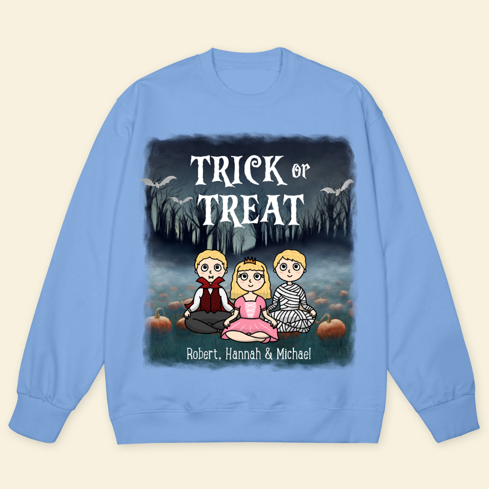 Trick Or Treat - Personalized Sweathirt - Gift For Family, Halloween Party