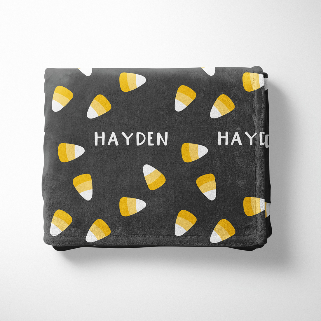 Candy Corn Halloween Name Blanket, Custom Name Blanket, Halloween Personalized Gift, Cute Halloween Gift