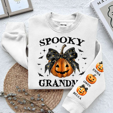 Spooky Grandma Halloween Pumpkin - Personalized Sweatshirt - Halloween Gift For Grandma