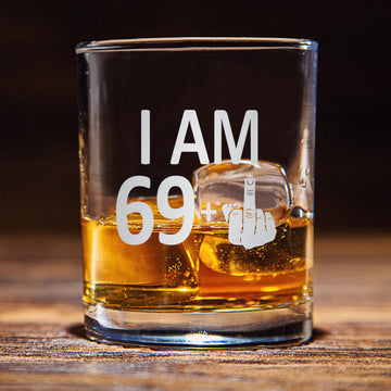 I Am 69+1, Funny Wine Glass, Whiskey Glass, Gift For Dad