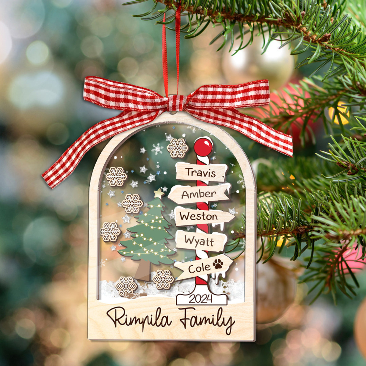 Family Christmas Street Sign - Personalized 4D Shaker Ornament - Christmas Gift For Family