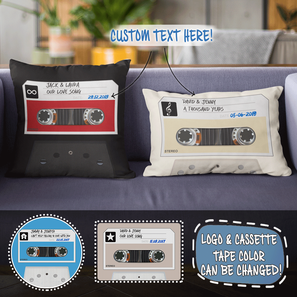 Our Love Song Cassette Tape Custom Pillow Gift For Couple