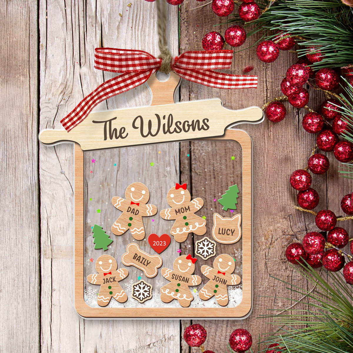 Christmas Gingerbread Family - Personalized 4D Shaker Ornament - Christmas Gift For Family