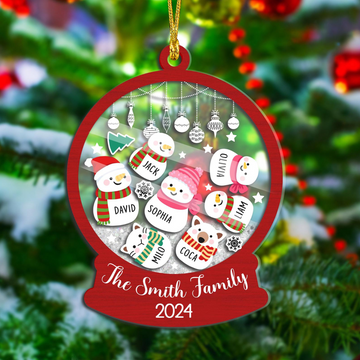 Snowman Family - Personalized 4D Shaker Ornament - Christmas Gift For Family