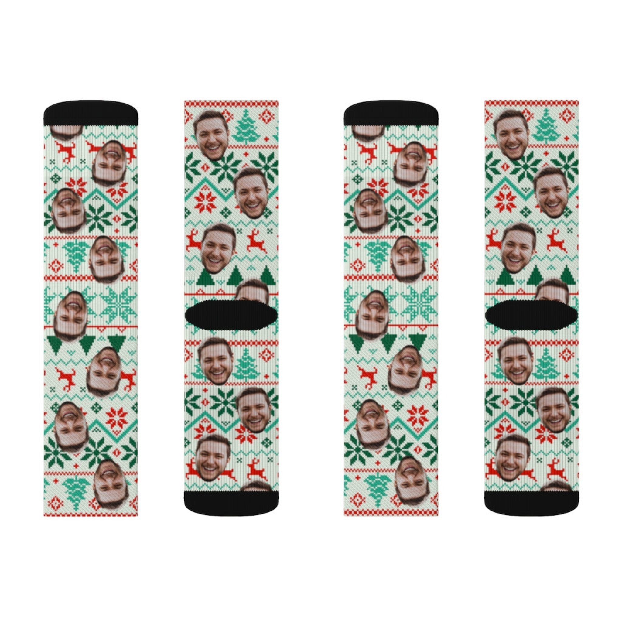 Custom Face Christmas Pattern, Personalized Holiday Face Socks, Face On Socks, Socks for men women, Christmas Gift