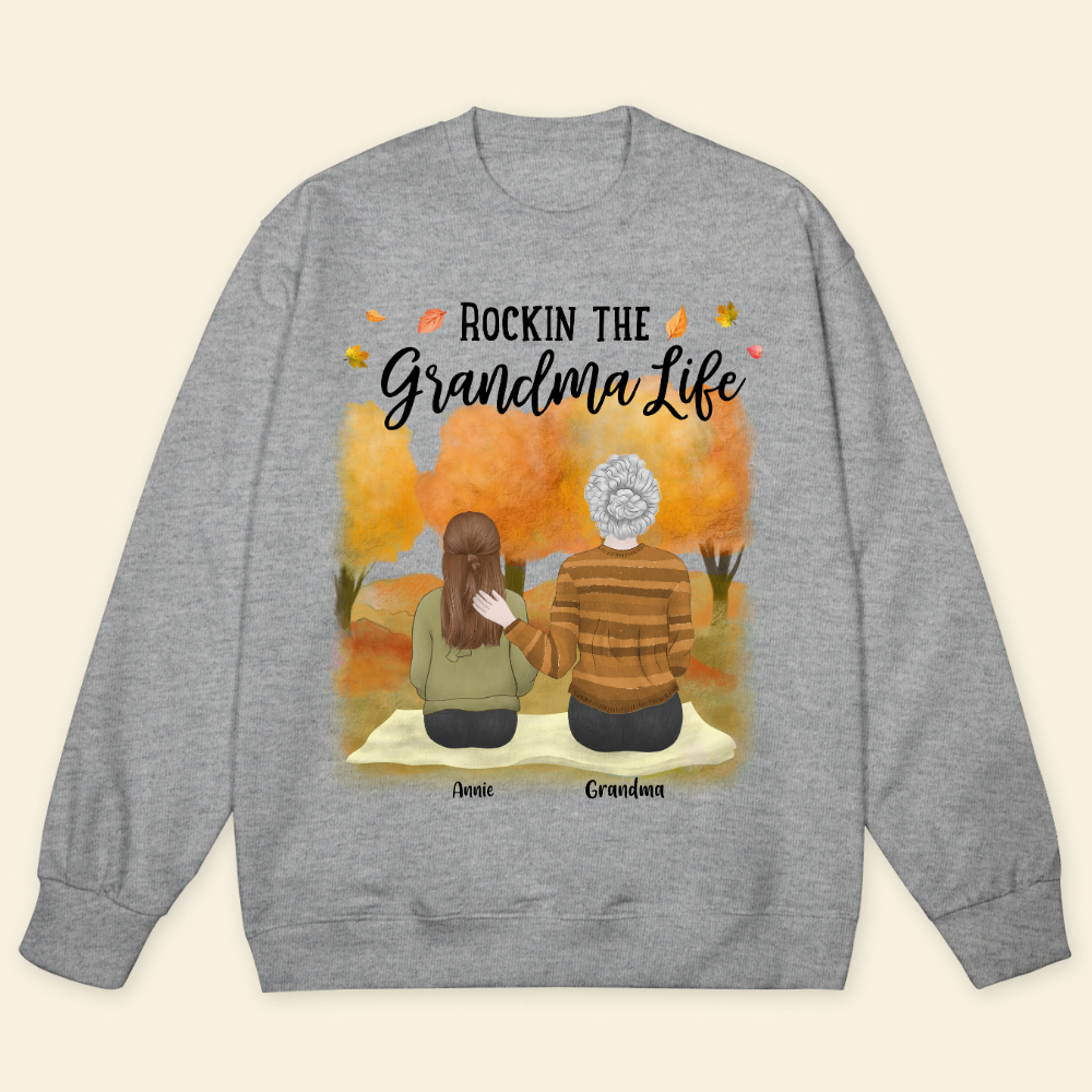 Rocking The Grandparents Life Fall Season - Personalized Sweatshirt - Gift For Grandma, Nana, Fall Season