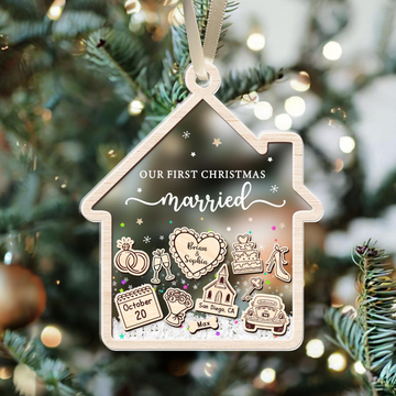 Our First Christmas Married - Personalized 4D Shaker Ornament - Christmas Gift For Couple