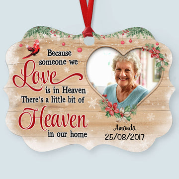 Christmas Wreath Heart Photo Memorial Personalized Aluminum Ornament Memorial Gift