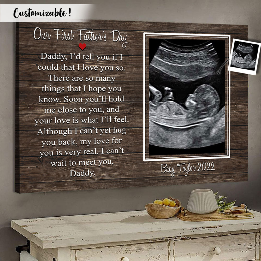 Our First Father's Day - Personalized Photo Canvas Gift for Father