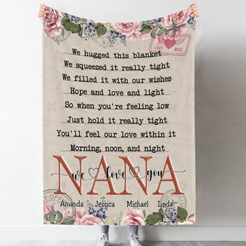 We Hugged This Blanket Personalized Blanket Gift For Grandma