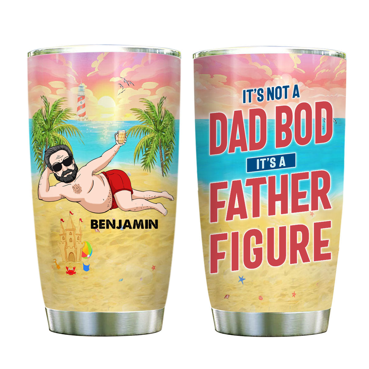 Beach Dad Bod Before It Was Cool - Personalized Tumbler - Gift for Father