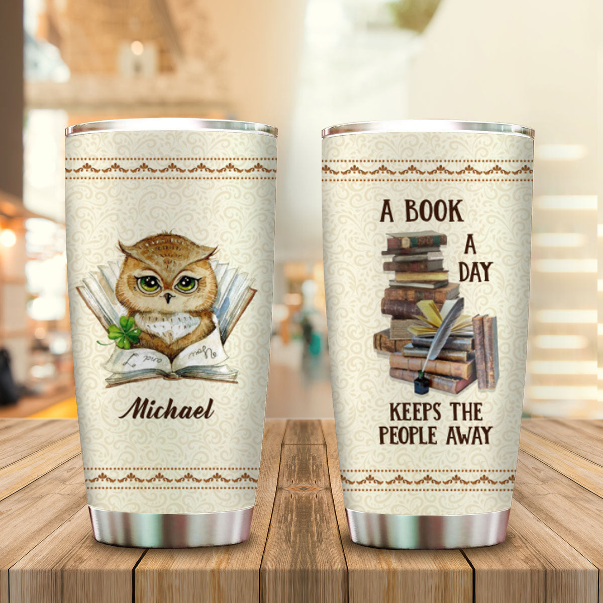 Book Tumbler, A Book A Day Keeps The People Away, Owl