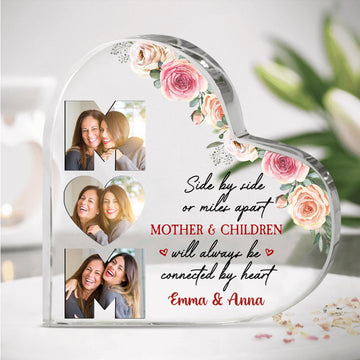 We Love You Custom Photo Heart Shaped Acrylic Plaque Gift For Mom