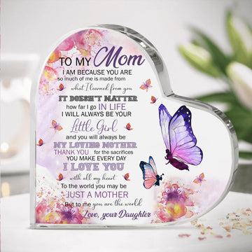 You Are The World Butterfly Custom Heart Acrylic Plaque Gift For Mom