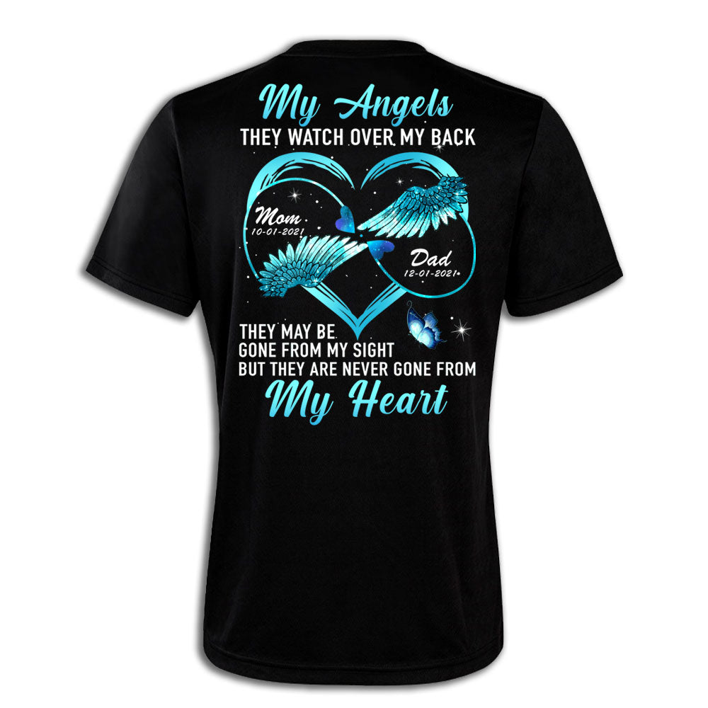 My Angels They Watch Over My Back - Personalized Back Design Apparel - Memorial