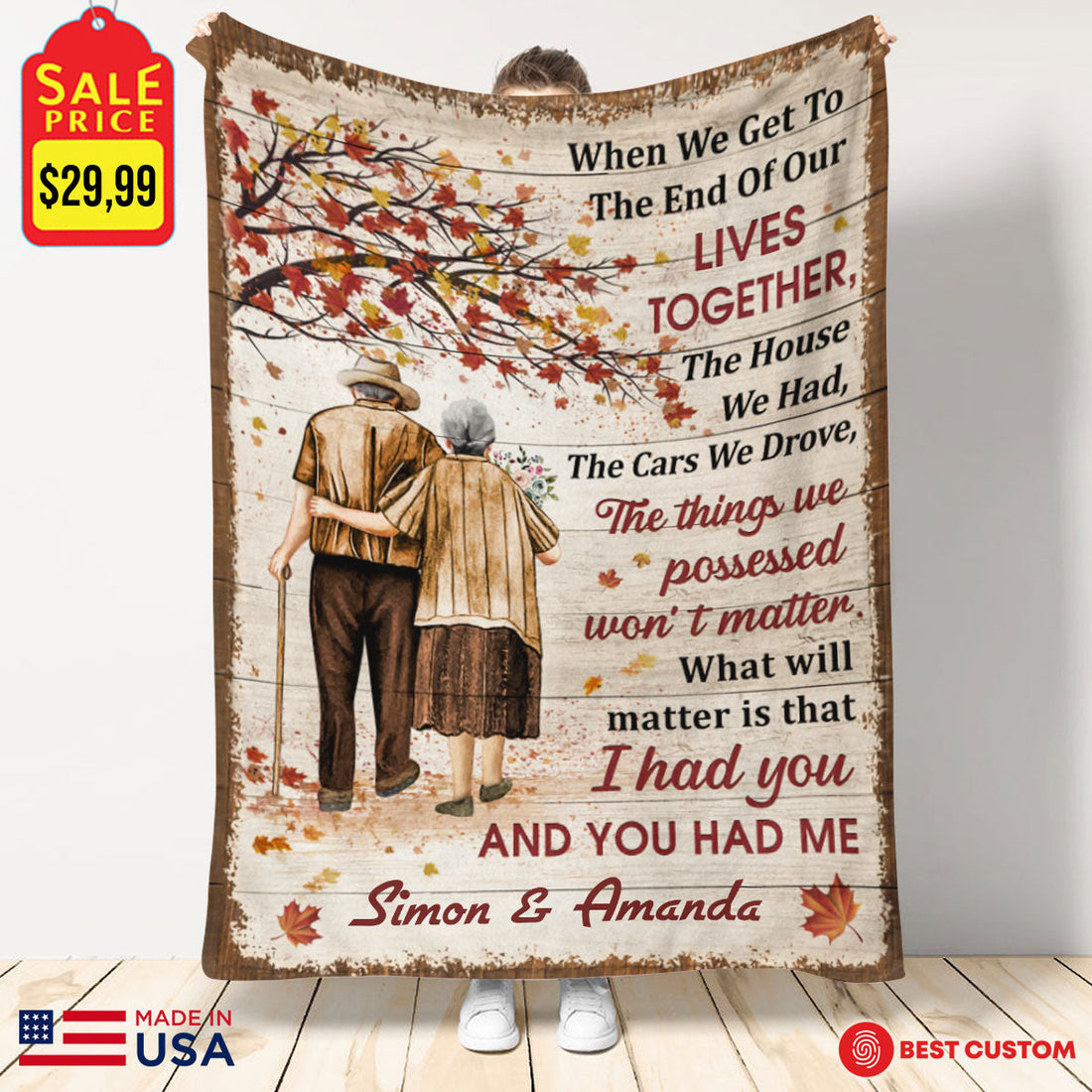 Old Couple Lives Together Personalized Blanket - Gift For Couple