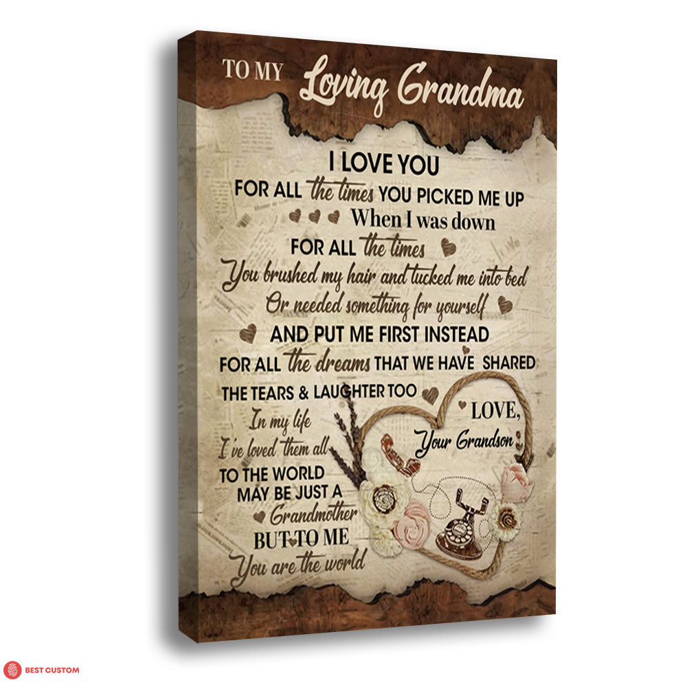 I Love You For All The Times - Personalized Canvas - Gift For Grandma