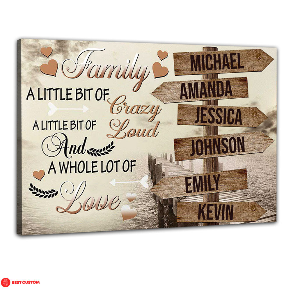 Family A Little Bit Of Crazy - Personalized Canvas - Gift For Family