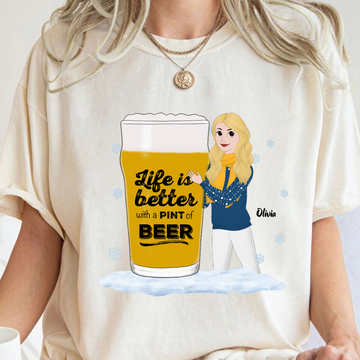 Life Is Better With A Pint Of Beer Christmas - Personalized Shirt - Gift For Friends, Bestie, Christmas Season