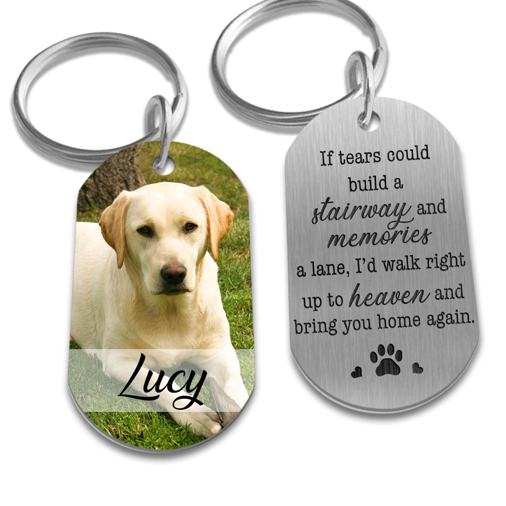 Bring You Home Again Personalized Photo Stainless Steel Keychain Memorial Dog