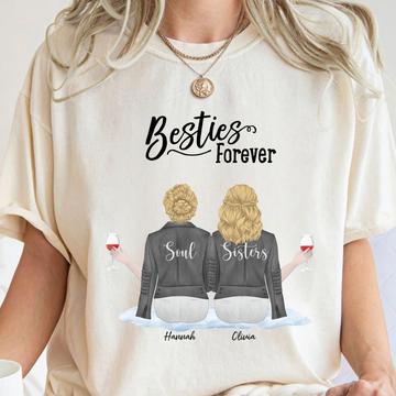 Christmas Besties Forever Wine Glass - Personalized Shirt - Gift For Sisters, Bestie, Friends