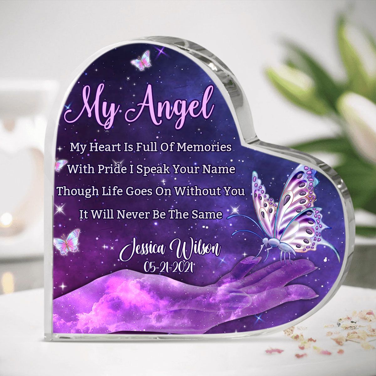 My Heart Is Full Of Memories Custom Heart Shaped Acrylic Plaque Memorial