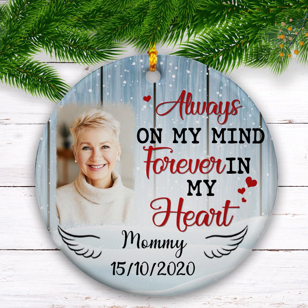 No Longer By My Side But Forever In My Heart - Personalized Photo Ornament - Memorial Gift For Family Members