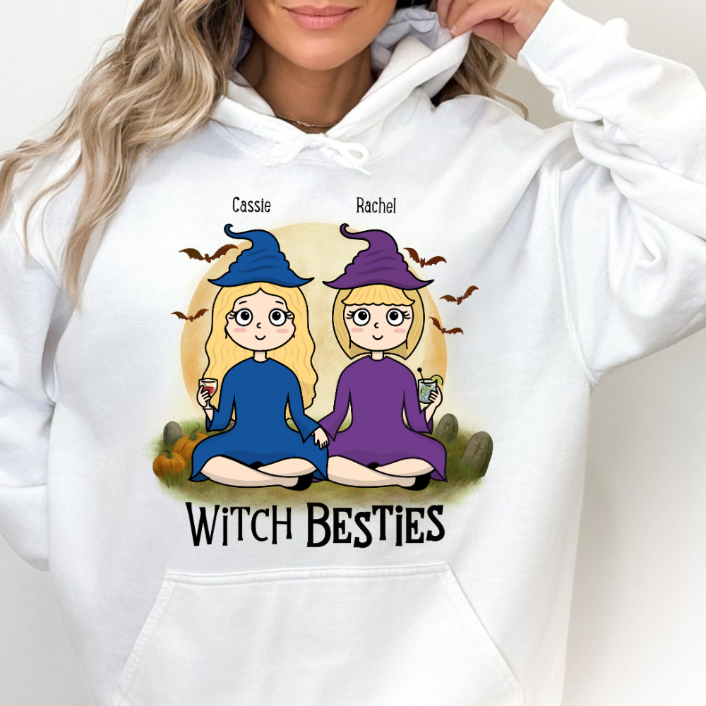 Witch Bestie - Personalized Hoodie - Gift For Bestie, Friends, Halloween Shirt