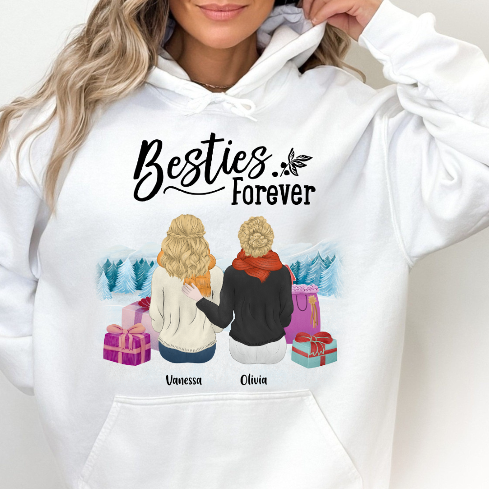 Christmas Besties Forever - Personalized Hoodie - Christmas Gift, Seasonal Gift For Bestie, Friends