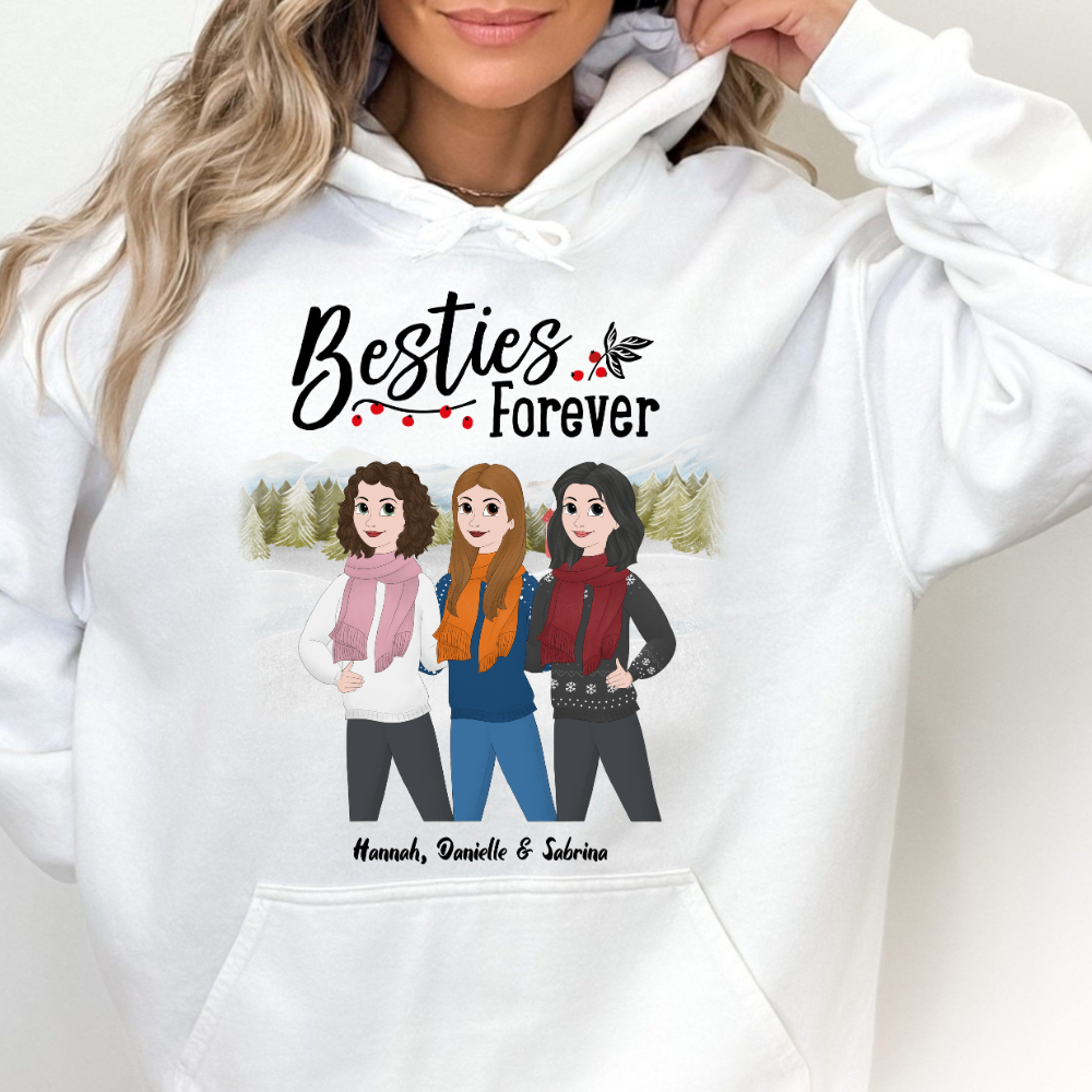 Bestie Forever Christmas Outfit - Personalized Hoodie - Christmas Gift For Sisters, Besties, Friends