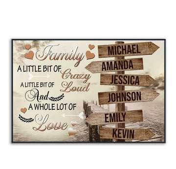 Family A Little Bit Of Crazy - Personalized Canvas - Gift For Family